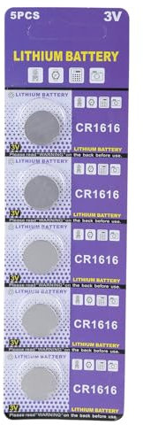 Lot de 5 piles bouton CR1616 3 V au lithium de rechange pour montres, calculatrices, télécommandes, jouets