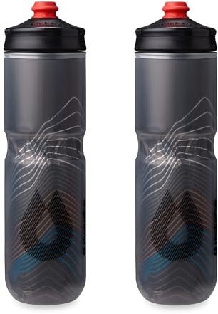 HydraPak | Polar Bottle - Polar Surge Insulated Bike Water Bottle 2-Pack - High Flow, Cycling & Sports Squeeze Bottle (Ascent Black, 700ml / 24oz)