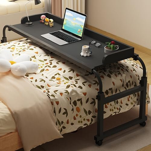 GWWBD Table De Lit à Roulettes Pliante,betttisch Laptop Pflegehilfsmittel Betttisch Beistelltisch Mit Rollen Für Pflegebett Small Mobile Standing Desk(Color:Schwarz+)