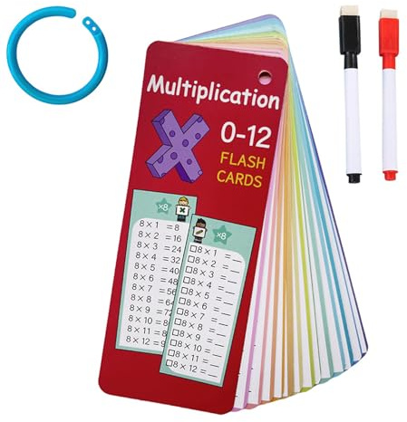 Set Of 14 Sheets Times Tables Poster With 2 Dry Erase Markers 1 Rings, Multiplication Tables For Kids, Multiplication Flash Cards For Kids, For 1st To 3rd Grade Multiplication Game