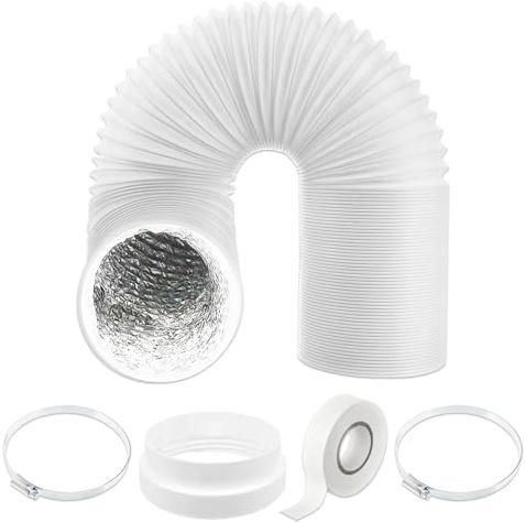 SPARES2GO Universeller Lüftungsschlauch für Klimaanlage, PVC-Aluminiumfolie, isoliert, tragbar, Klimaanlage, K, Auslassrohranschluss-Set (12,7 cm x 2,5 m)