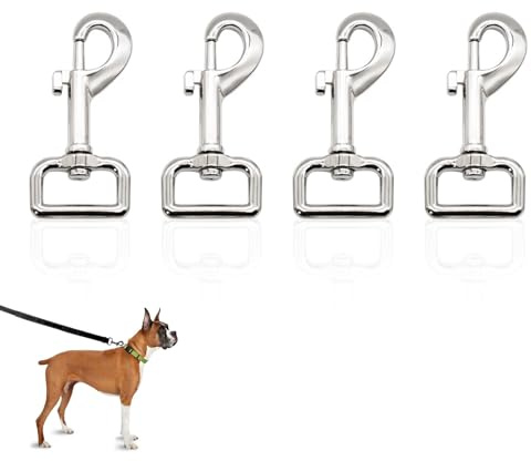 4 Pcs Dog Leads Clips, Leash Hook Clasp, Heavy Duty Swivel Snap Hooks Trigger Nickel Plated Zinc Alloy 360° Rotating Clip for Leashes, Multi-Purpose Durable Hook for DIY Projects, Bags Outdoor Gear
