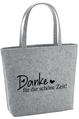 Huuraa Filzshopper Danke für die schöne Zeit Herzen Geschenk | Große Filz Einkaufstasche 22 Liter Shopper Filztasche Geschenkidee herausnehmbarer Tasche innen