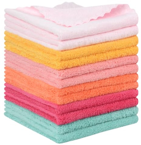 SUNLAND 12 Stück Mikrofaser Abschminktuch Waschlappen Mehrfarbig 30 x 30 cm | ultraweich Gesichtsreinigungstuch wiederverwendbar Makeup Entferner Tuch Waschbar Gesichtstücher für Alle Hauttypen