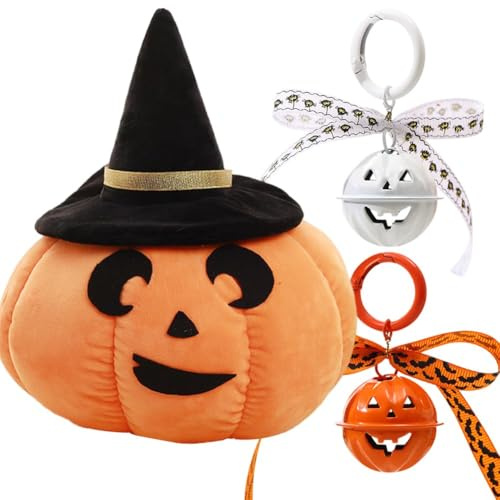 APPCRFM Peluche Zucca Halloween Con Portachiavi - Cuscino Morbido E Soffice 22Cm Per Decorazioni Festa | Accessorio Casa Per Atmosfera Festiva | Regalo Carino Per Bambini E Adulti (Arancione)