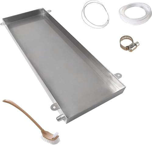 NOKTAI Bandeja de Goteo para Aire Acondicionado, Bandeja de Agua del Condensador, de Acero Inoxidable, con Manguera de 78 Pulgadas, Apta para recolección y Drenaje de Agua (93 x 44 cm/37