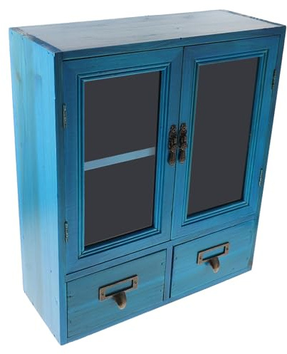 FIXOSHEE Hängeschrank Klein im Vintage Stil mit Doppeltür Design Einfacher Montage und Großem Stauraum für Wohnzimmer und Küche