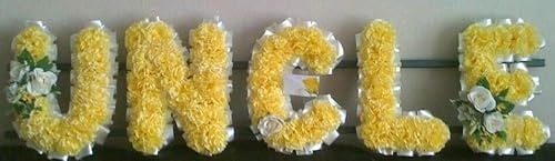 Customizable Funeral Flowers - Personalized Artificial Silk Flowers for Graves & Funerals | Lasting Remembrance with Any 5 Letters, NANNY UNCLE AUNTY MUMMY