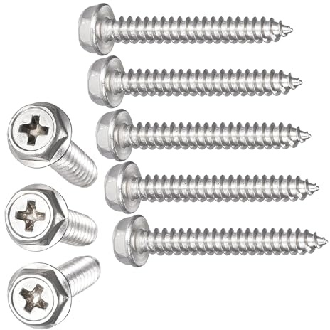 TA-VIGOR M5 x 35mm Self Tapping Screws, 25Pcs Phillips Head Metal Screws | 304 Stainless Steel Hex Washer Screws, Hex Flange Sheet Metal Screws for Metal, Plastic, Wood and DIY Projects