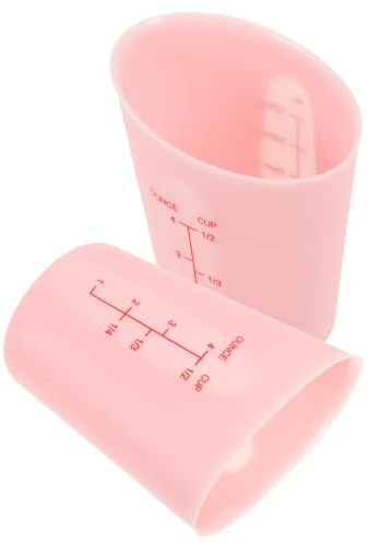 UKCOCO 2 Pezzi Bicchieri Misuratori in Silicone con Doppia Scala Graduata Contenitori Traslucidi Antiscivolo per Liquidi e Preparazioni da Forno Resistenti al Calore per Uso Casalingo e