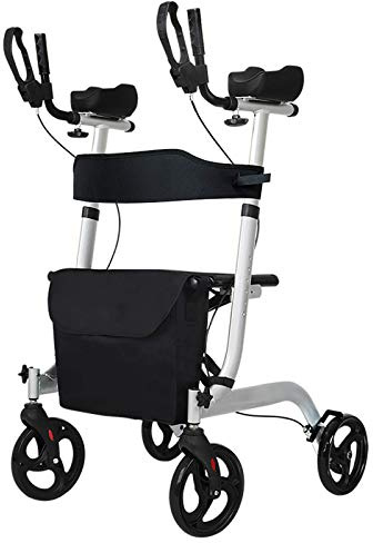 Andador plegable con reposabrazos y asiento acolchados, ayuda for caminar con ruedas, respaldo y bolsa de almacenamiento.