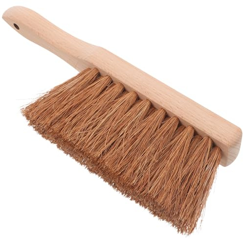 TOGEVAL Brosse pour Cheminée Fibres Naturelles avec Manche Bois Ergonomique Brosse Douce pour Nettoyage Extérieur Jardin et Intérieur Balayette Polyvalente Résistante pour Cendres et