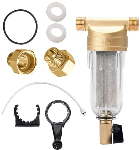 Gutol Prefiltro De Agua Para Retrolavado, Filtro De Sedimentos De 3/4 De Pulgada Y 40 Micras Con Adaptador De 1 a 3/4 De Pulgada.