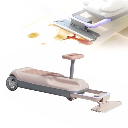 TUPOSTAR Chariot De Nettoyage pour Enfants, SerpillièRe RéTractable à 3 Vitesses RéGlables, Une Solution De Nettoyage des Sols Amusante Et Efficace,Rose,Dual Drive