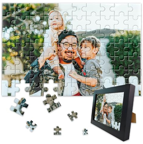 Personalised Jigsaw Puzzles for Adults 500/300/200/70/35 Pieces,Personalised Puzzle Custom Wooden Photo Jigsaw with Black Frame,Ideas Gifts for Family,Pet,Birthday,Wedding,Valentine's Day(300 PCS)