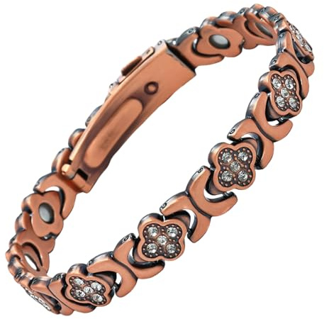 Gungtj Koppararmband – fyrbladig glittrande justerbara modetillbehör – kvinnor berlockarmband | för årsdagar födelsedag jul mors dag fest strand resor vardagskläder formell vardaglig, Refer to