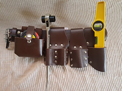 Scaffolding Leather BBI Tool Work Belt with Tool Set Spanner Ratchet Level TapePouch/Pockets/Frog (Belt 1721level Tape)