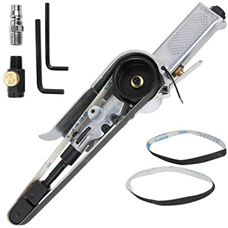 Shoze Air Belt Sander 16000RPM Belt Sander Machine Sanding Buffing Assorted Vehicle Pneumatic Tools Sander Finger Belt Grinder Sanding Polishing Tools for Wood Iron Aluminium Metal