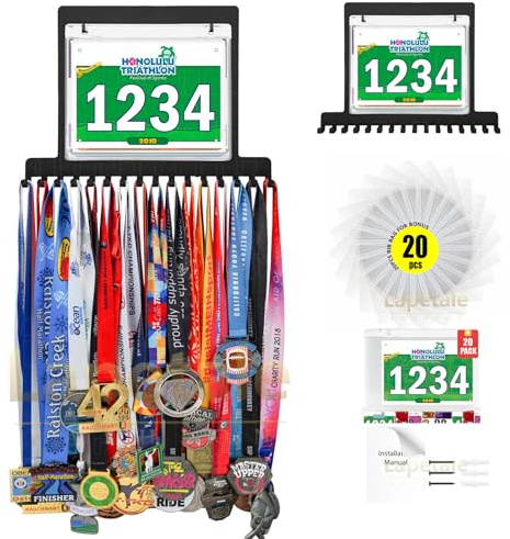 Lapetale Fashion Race Bib and Medal Display,Marathon Medal Display and Runner Medal Hanger Display,Bib Running Medal Display, Running Medal Hanger Display,Medal Holder for Wall,Gifts For Runners