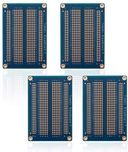 Treedix 4pcs Universal Board Solderable BreadBoard PCB Prototype Shield Board Double Sided Tinned Gold Plated Holes for Arduino Kit Raspberry Pi Shield Prototyping and Testing (Model 2)