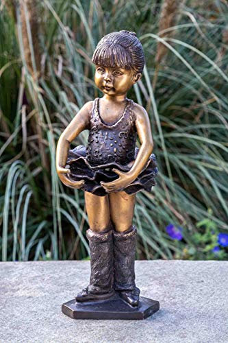 IDYL Bronze-Skulptur Ballerina 37 cm | 28x12x13 cm | Kinderfigur aus Bronze handgefertigt | Gartenskulptur oder Wohnbereich-Dekoration | Hochwertiges Kunsthandwerk | Wetterfest