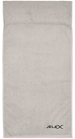 JELEX 100FIT - Asciugamano fitness in cotone, con protezione antiscivolo e tasca con cerniera in rete Dimensioni: 90 x 45 cm, colore nero, blu reale, grigio, turchese, verde militare e rosa (grigio)