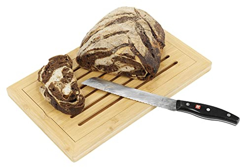 Bamboo Wooden Cutting Board With Crumb Catcher Bread Slicing Tray Cake Chopping