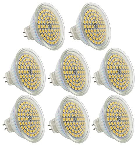 Chao Zan 8Stück GU5.3 MR16 Led Lampe 12V Warmweiß 3W,25W GU5,3 Halogenlampe Äquivalent,GU 5.3 Sockel Glühlampen,Hohe Kompatibilität, 3000K,50mm Durchmesser,Glaskasten,320LM