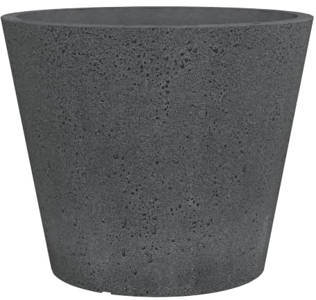 Scheurich C-Cone 49, Pflanzgefäß/Blumentopf/Pflanzkübel, rund, Farbe: Stony Black, hergestellt mit recyceltem Kunststoff, 10 Jahre Garantie, für den Außenbereich