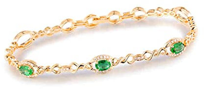 Beydodo Armband Gold 16CM Diamant Damen, Unendlich Tennisarmband mit 1.15ct Smaragd Bettelarmband Armband Gold 750 Charms