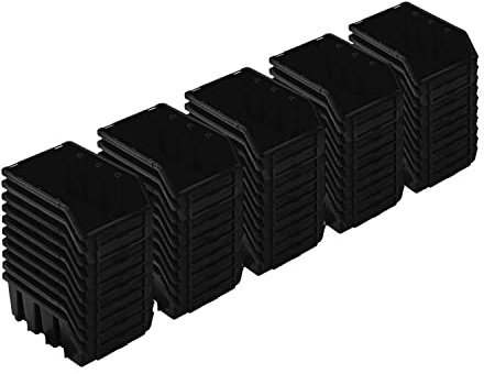 PAFEN Stapelboxen Set – 50x Stapelbox für Werkzeugwand 160 x 75 x 115 mm – Sichtbox Stapelkasten Stapelbox Lagerbox, Schwarz