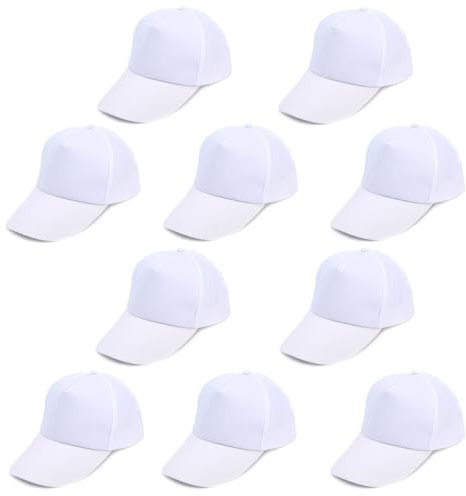 Voarge 10 Stück Weiß Baseballmützen, Leere Kappe Graffiti Hut Kopfbedeckung Peak Cap für Kinder DIY, Kinder Erwachsene Sport im Freien Family Interaktiv Aktivitätsset