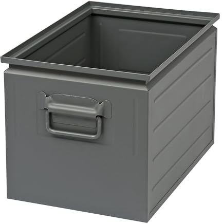 Kaiser + Kraft Stapelkasten aus Stahlblech | Volumen ca 35 l, basaltgrau RAL 7012