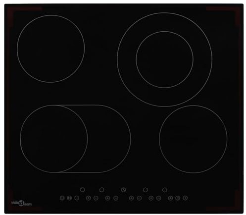 Homgoday Table de cuisson en céramique avec 4 zones et commandes tactiles 6600 W, meubles pour maison intérieure extérieure salon chambre à coucher