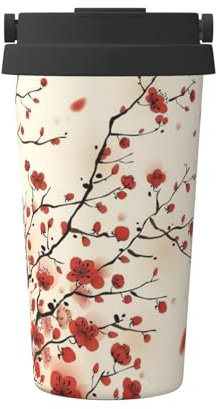 KIROJA Japanischer Thermobecher mit Tragegriff/Deckel, Edelstahl, Reisebecher, Kaffeetassen für Heiß/Eis