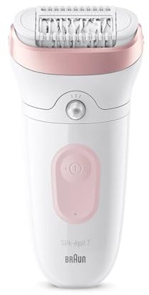 Braun Silk-épil 7 Depilatore Donna, Epilatore Elettrico Donna Con Testina Ampia Per Una Epilazione Semplice, Wet & Dry, Pelle Liscia a Lungo, 7-000, Bianco/Rosa