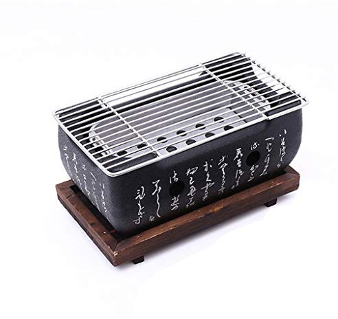 Parrilla de barbacoa japonesa portátil Parrillas de barbacoa de carbón Aleación de aluminio Parrilla de barbacoa para interiores y exteriores Estufa de barbacoa (24 x 12,5 cm)