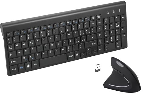 Fonicer Main gauche 2.4GHz Sans Fil Vertical Ergonomique Souris et Clavier Combo Ultra-Smince Taille Portable pour PC Ordinateur Ordinateur Portable Mac Tablette