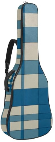 Wasserdichte Gitarrentasche mit Taschen und Schutzfutter, passend für 40/41/42 Zoll Gitarren, Gelb Retro Plaid, Mehrfarbig Nr. 05, 42.9x16.9x4.7 in, Gitarrentasche