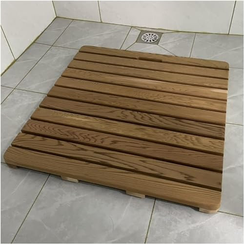 Badematte aus Holz für die Dusche, Lattenrostfüße, Bodenstufen für Pflanzkübel im Türrahmen, benutzerdefinierte Größe (Farbe: Holzfarbe, Größe: 100 x 100 cm) (60 x 120 cm)