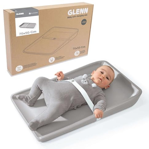 Wickelunterlage Silikon 50x70. Wickelmatte aus weichem Schaumstoff, Wasserabweisend und Abwischbar. Rutschfest. Wickelauflage Grau Glenn. Wickelunterlage 50x70 cm. Wickelauflage 70x50 Alondra