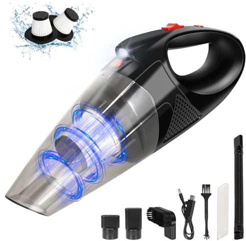 Libershine Kabelloser Handstaubsauger mit 2 Filtern, Hochleistungs-Autostaubsauger mit Schnellladetechnologie, Tragbarer wiederaufladbarer Mini-Staubsauger