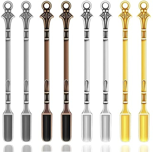 8 Stück Schnupftabaklöffel, Mini-Schaufel, Medizin-Löffel mit Anhänger, Halskettenschlaufe, Metallschnupftabakpulver-Schaufel für Ampullen (4 Farben)