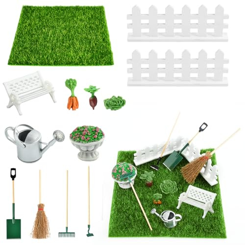 ZOSIGN 13 Pièces Miniature Accessoire Jardin, Mini Décoration de Jardin, Outils de Jardin Miniatures, Accessoires Jardin de Maison de Poupée, Parfait pour Décorer Les Mini Jardins