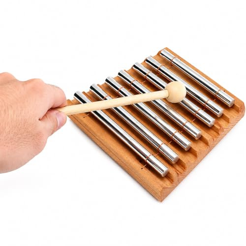 7 Tone Energy Chime with Mallet Beech Hand Chime for Classroom Music | Clear resonant tones with solid beech base for music lessons, classroom activities and early learning
