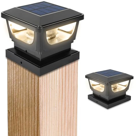 GEYUEYA Home Solar Post Lights for 3x3 4x4 inch Wooden Posts Cap, 2 Packs | Solar Post Cap Lights Fence Post Lights Outdoor for inch Pathway Wooden Posts Deck Cap Garden Yard Decoration