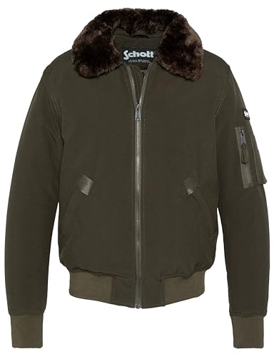Schott NYC Giacca Scollo Pelliccia Schott Airlines Kaki-Marrone, Verde, M