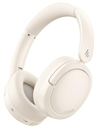Edifier V80 hybridaktiva brusreducerande hörlurar, True Wireless over-ear Bluetooth-headset med 45 timmars speltid, Hi-Res Audio, snabbladdning, multipunktsanslutning för resor, hemmakontor – elfenben