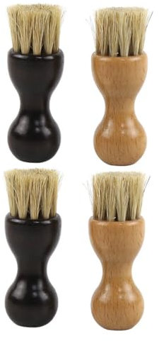 Veemoon 4pcs Multi-function Wooden Shoe Brush Dual Color Polishing Cleaning Brushes for Shoe Care Safe Material for Seamless Maintenance