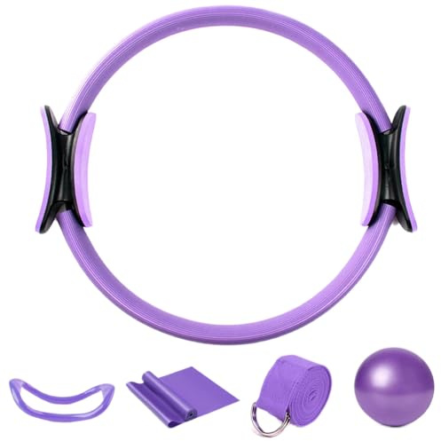 Pilates Set für Zuhause | 5 Teilige Pilates Ring Kit | Pilatesring Ausrüstungsset mit Pilate Ball und Widerstandsbändern zum Dehnen und Stärken des Rumpfes | Pilate Zubehör für Zu Hause Fitnessstudio
